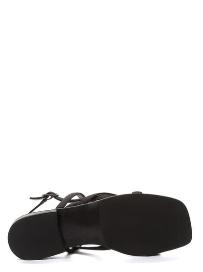 Black Strappy Sandals with Low Heel