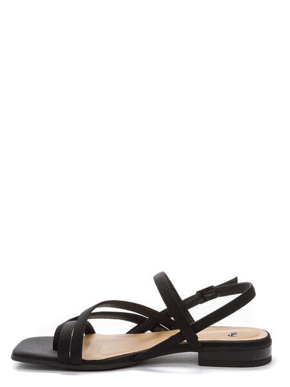 Black Strappy Sandals with Low Heel
