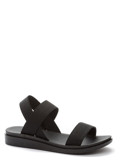 Black Elastic Sandals with Strappy Design