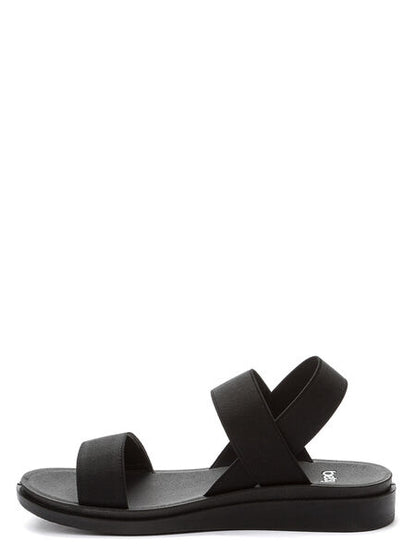 Black Elastic Sandals with Strappy Design