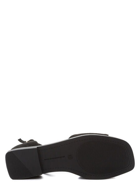 Black Suede Open-Toe Ankle Strap Sandal