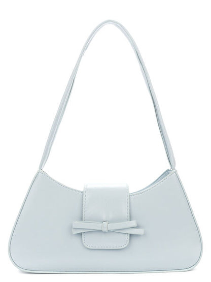 Light Blue Structured Handbag with Bow Detail