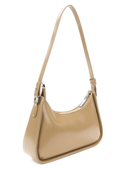 Beige Glossy Mini Shoulder Bag