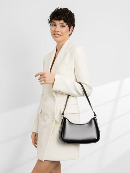 Black Smooth Finish Shoulder Bag