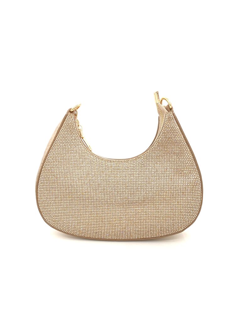 Gold Beaded Hobo Bag with Sleek Design