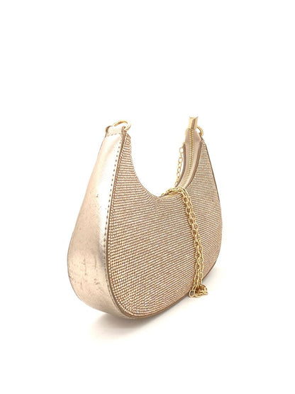 Gold Beaded Hobo Bag with Sleek Design
