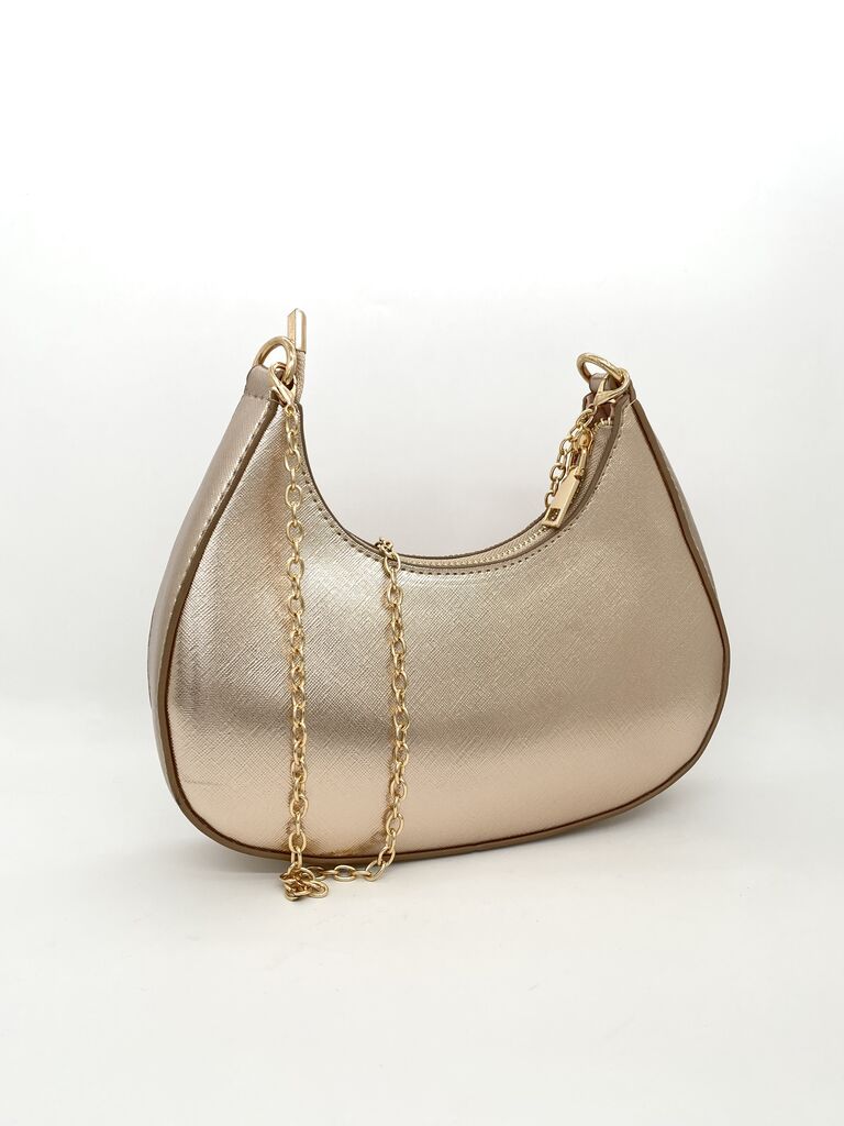 Gold Beaded Hobo Bag with Sleek Design