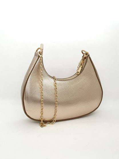 Gold Beaded Hobo Bag with Sleek Design