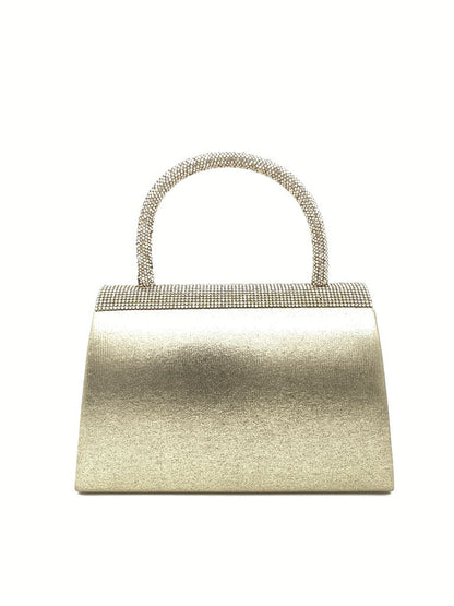 Gold Rhinestone Handbag with Classic Handle
