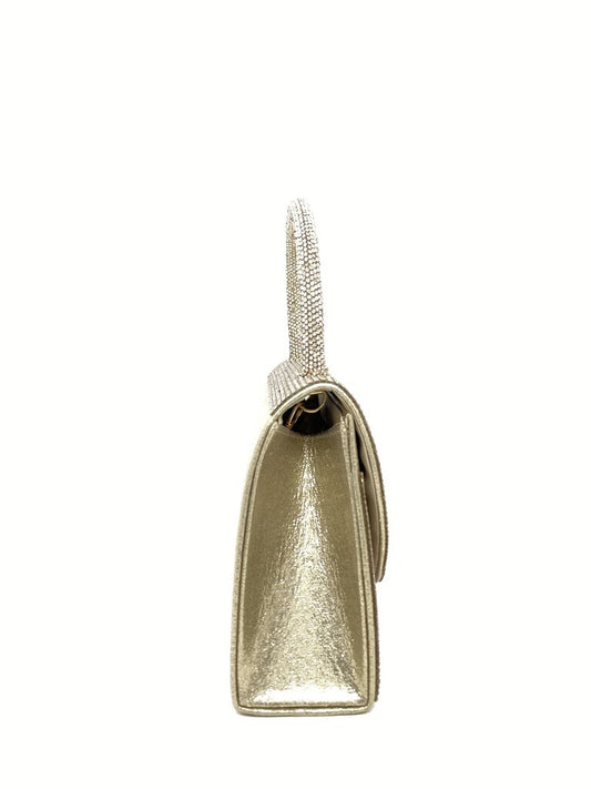 Gold Rhinestone Handbag with Classic Handle