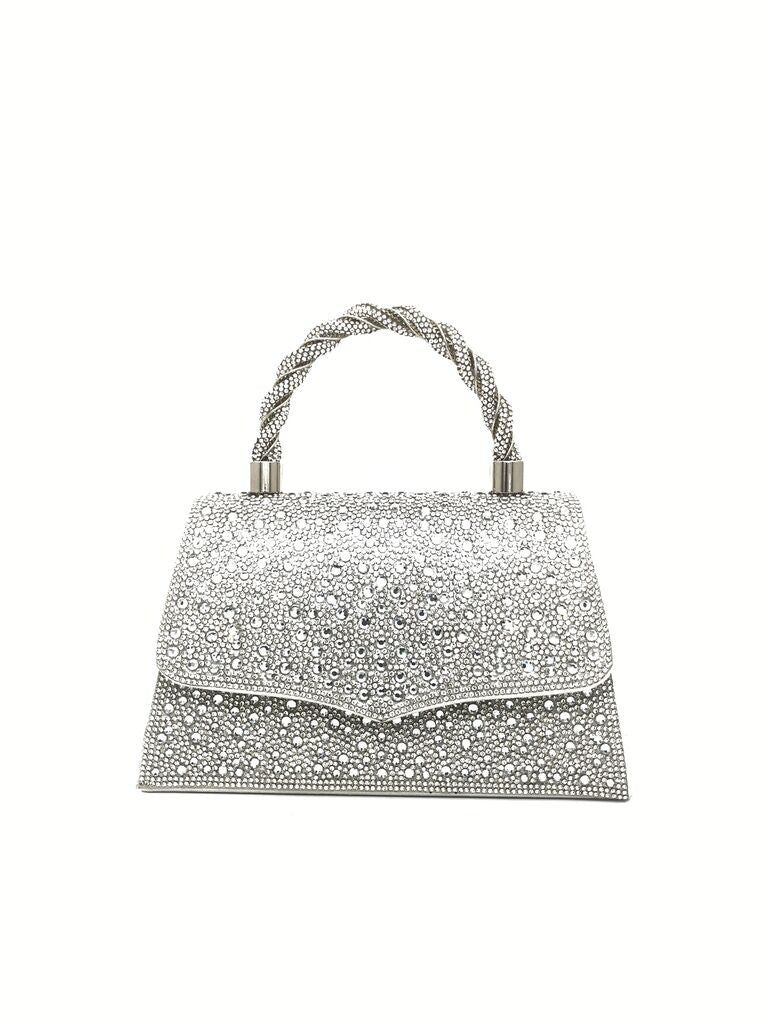 Silver Embellished Handbag with Braided Handle