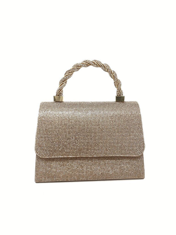 Gold Embellished Handbag with Twisted Handle