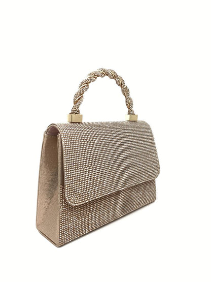 Gold Embellished Handbag with Twisted Handle