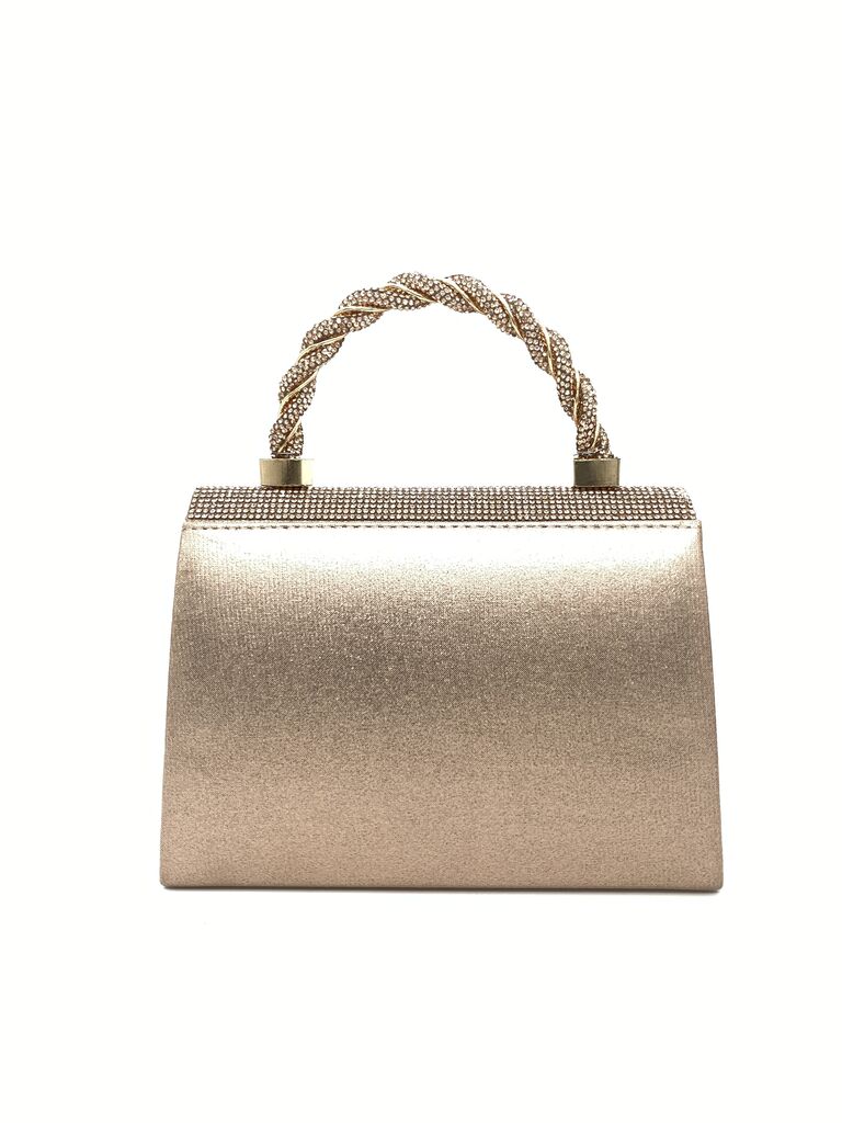 Gold Embellished Handbag with Twisted Handle