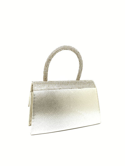 Gold Crystal Embellished Tote with Structured Design