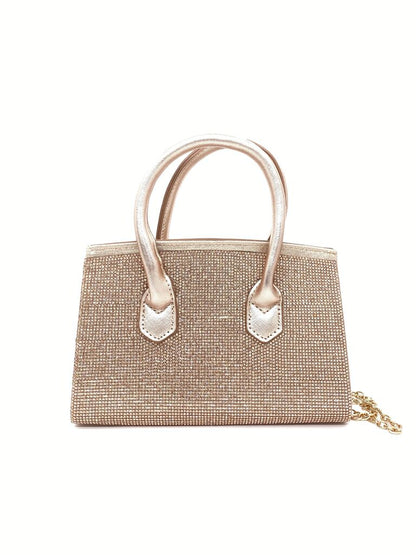 Gold Textured Handbag with Chain Strap