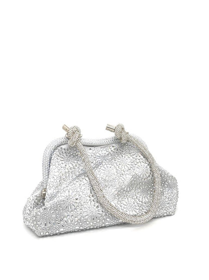 Silver Embellished Clutch with Beaded Texture