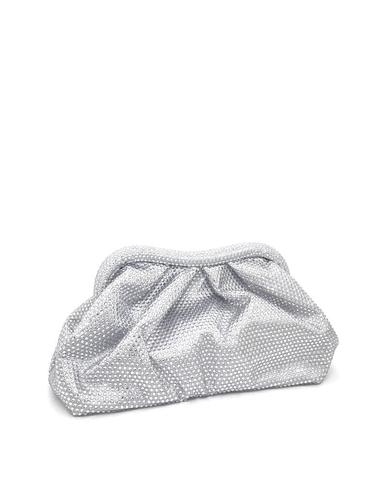 Silver Textured Clutch with Gathered Design
