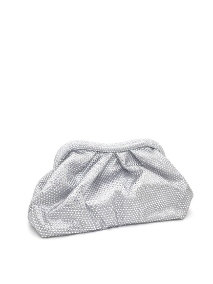 Silver Textured Clutch with Gathered Design
