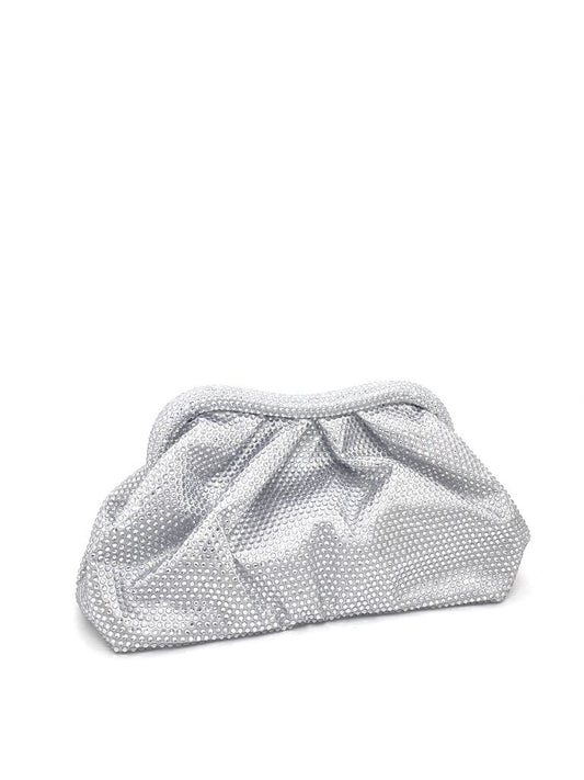 Silver Textured Clutch with Gathered Design