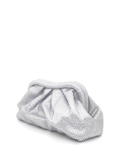 Silver Textured Clutch with Gathered Design