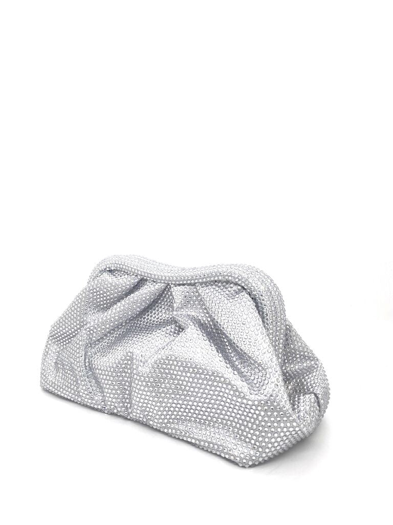 Silver Textured Clutch with Gathered Design