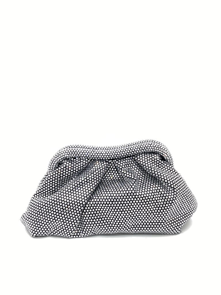 Silver Geometric Clutch with Textured Detail