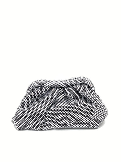 Silver Geometric Clutch with Textured Detail