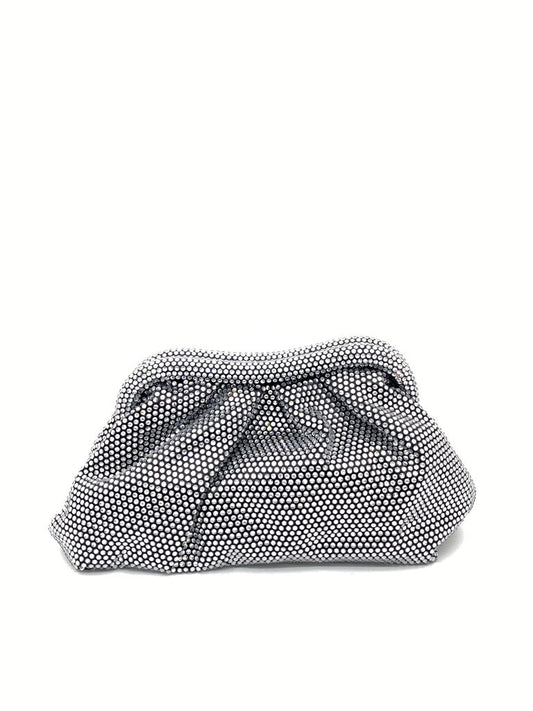 Silver Geometric Clutch with Textured Detail