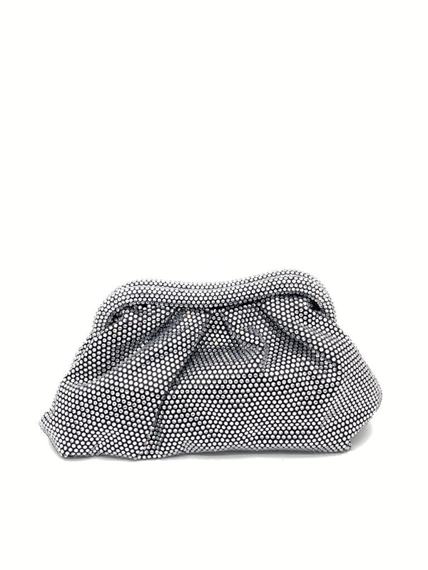 Silver Geometric Clutch with Textured Detail