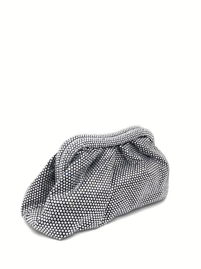 Silver Geometric Clutch with Textured Detail
