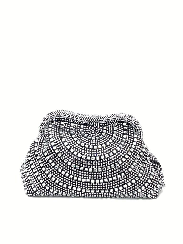 Black Beaded Clutch with Geometric Pattern