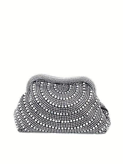 Black Beaded Clutch with Geometric Pattern