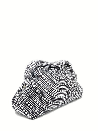 Black Beaded Clutch with Geometric Pattern