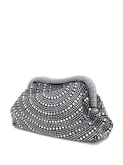 Black Beaded Clutch with Geometric Pattern