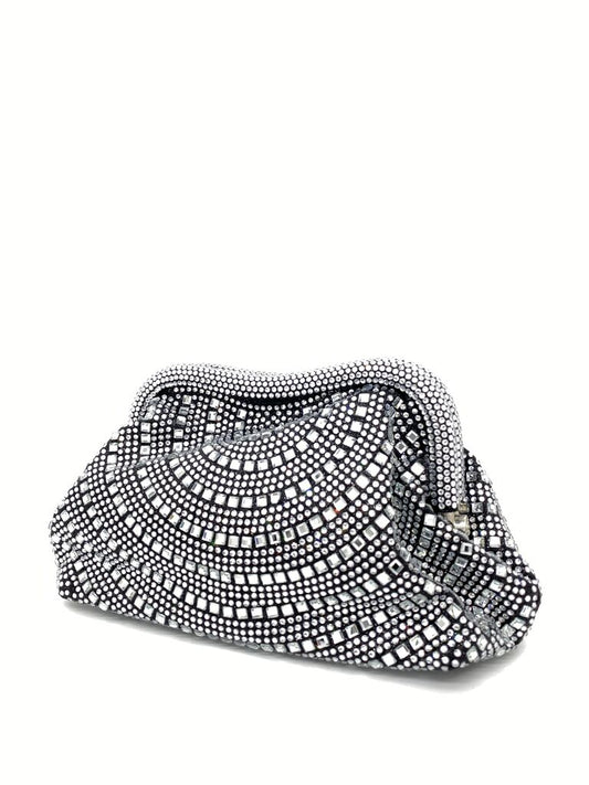 Black Beaded Clutch with Geometric Pattern