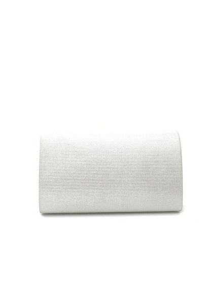 Silver Textured Envelope Clutch with Structured Design