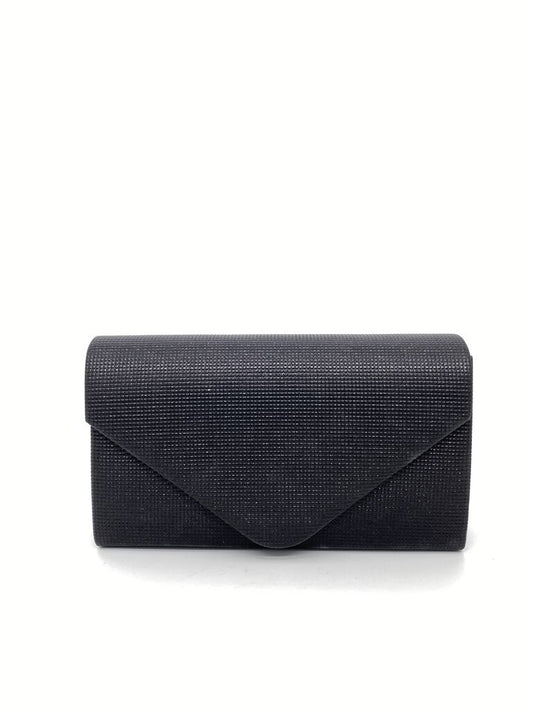 Black Textured Clutch with Envelope Closure