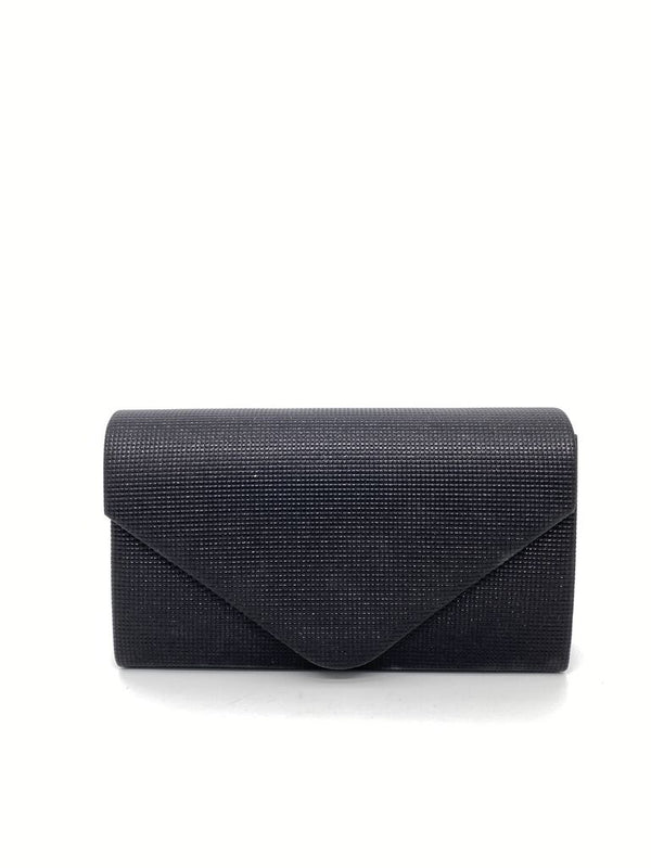 Black Textured Clutch with Envelope Closure