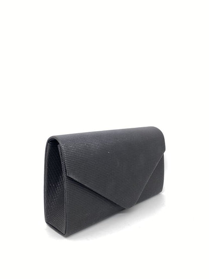 Black Textured Clutch with Envelope Closure