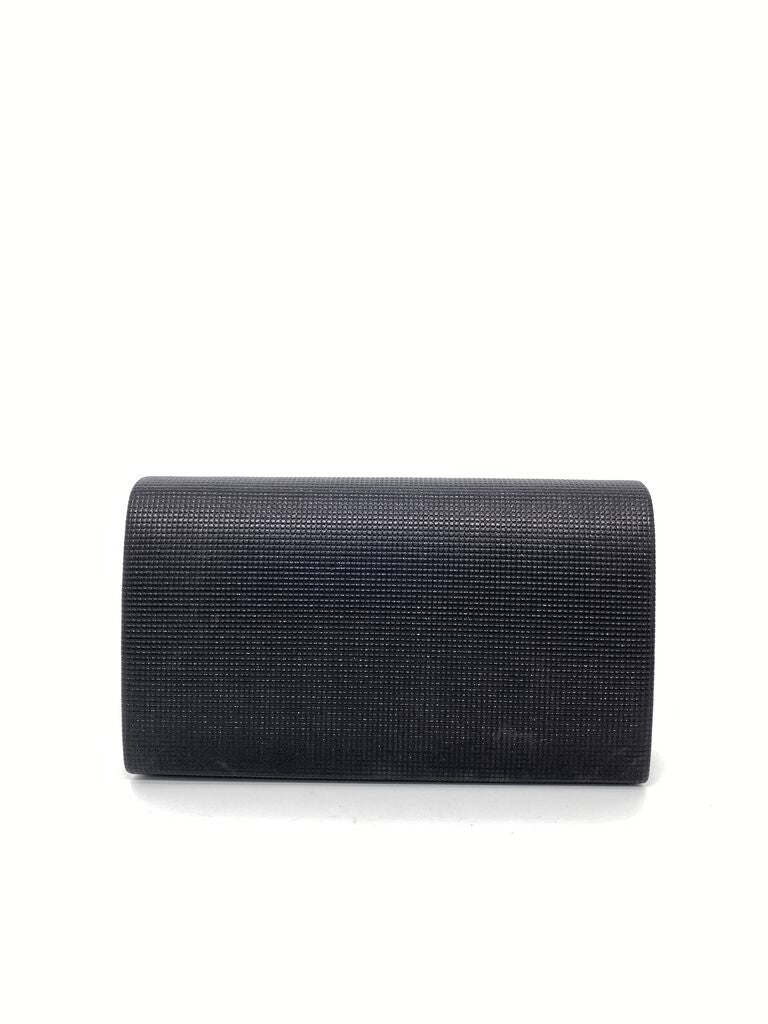 Black Textured Clutch with Envelope Closure