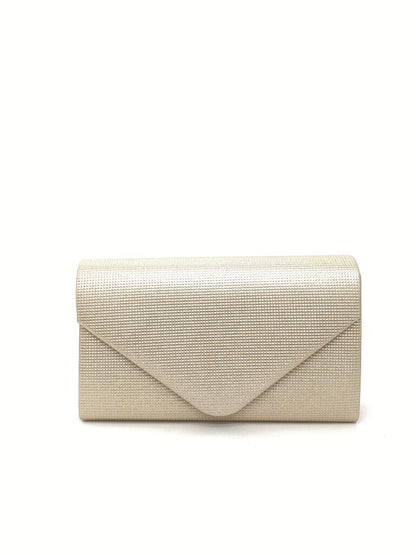 Champagne Textured Clutch with Envelope Closure