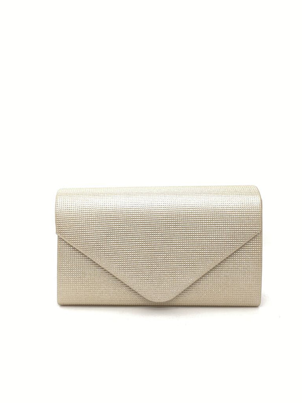 Champagne Textured Clutch with Envelope Closure