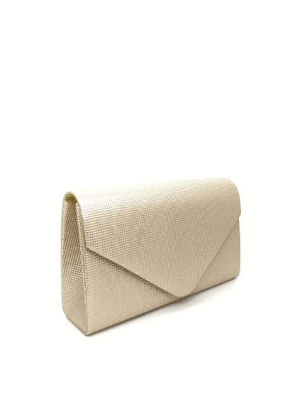 Champagne Textured Clutch with Envelope Closure