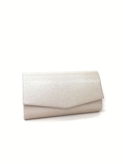 Silver Glitter Clutch with Envelope Closure