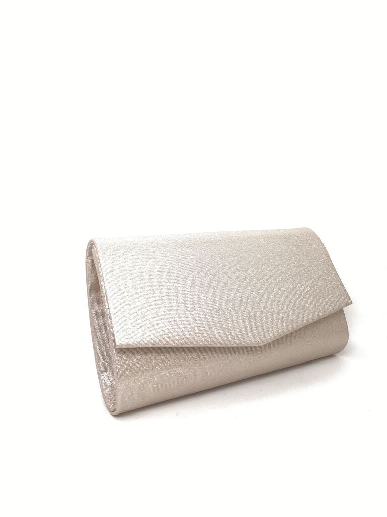 Silver Glitter Clutch with Envelope Closure