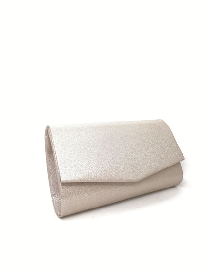 Silver Glitter Clutch with Envelope Closure