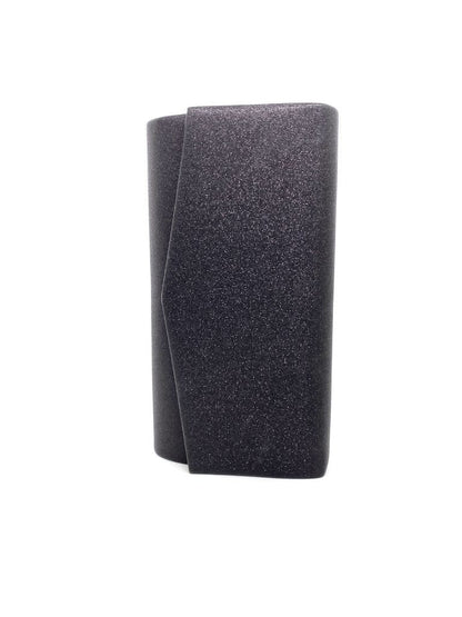 Black Textured Evening Clutch with Foldover Flap