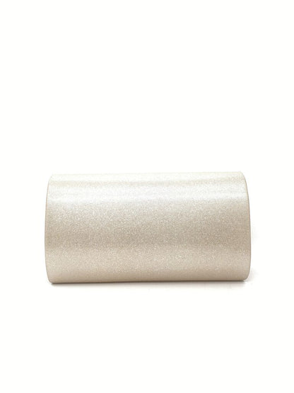 Beige Textured Clutch with Angular Flap