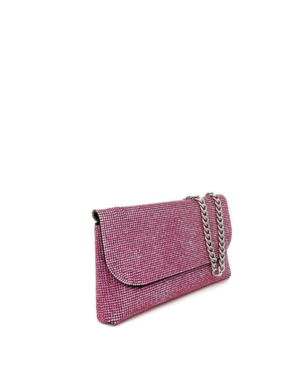 Pink Sparkling Evening Clutch with Chain Strap